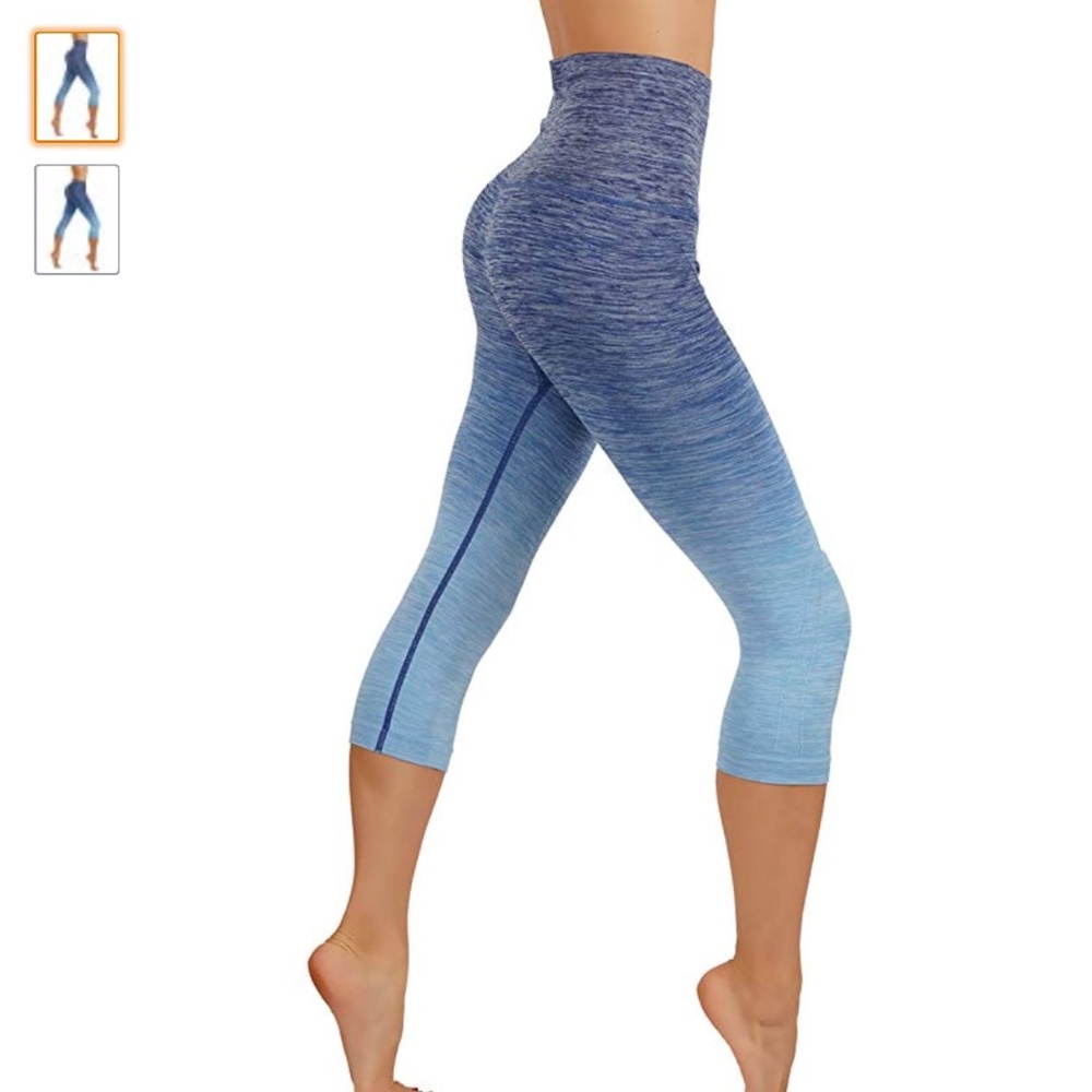 NWT Seamless High Waist Yoga Dry-Fit Ombre compression Capri Leggings